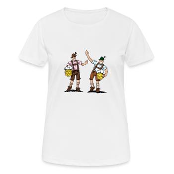Lederhosen Männer mit Bier Maßkrug - Frauen T-Shirt atmungsaktiv - Weiß - Vorne - AI Model Female 172 dark (172cm)