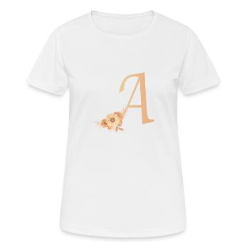 Buchstabe A mit Blumen - Frauen T-Shirt atmungsaktiv - Weiß - Vorne - AI Model Female 172 dark (172cm)