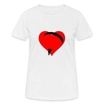 Gleitschirm mit Herz - Frauen T-Shirt atmungsaktiv - Weiß - Vorne - AI Model Female 172 dark (172cm)