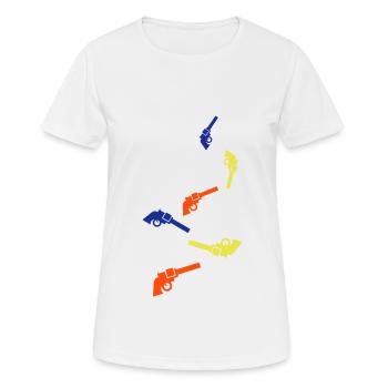 Weapon Symbol Pistol - Women's Breathable T-Shirt - white - Front - AI Model Female 172 dark (172cm)