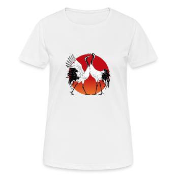 Japon danse des grues au soleil levant - T-shirt respirant Femme - blanc - Devant - AI Model Female 172 dark (172cm)