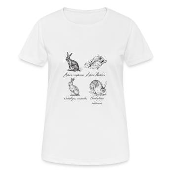 Vintage Hasen Feldhase hare rabbit - Frauen T-Shirt atmungsaktiv - Weiß - Vorne - AI Model Female 172 dark (172cm)