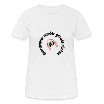 Querdenker wieder gerade rücken - Frauen T-Shirt atmungsaktiv - Weiß - Vorne - AI Model Female 172 dark (172cm)