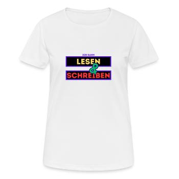 Lire et écrire - T-shirt respirant Femme - blanc - Devant - AI Model Female 172 dark (172cm)