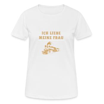 Ich liebe Meine Frau Modelleisenbahn - Frauen T-Shirt atmungsaktiv - Weiß - Vorne - AI Model Female 172 dark (172cm)