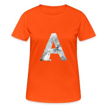 A – caractère décoratif – hiver - T-shirt respirant Femme - orange néon - Devant - AI Model Female 172 dark (172cm)