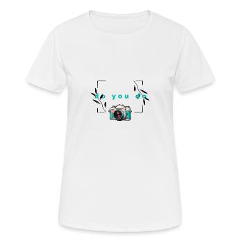 "Do yo do"-Kamera - Frauen T-Shirt atmungsaktiv - Weiß - Vorne - AI Model Female 172 dark (172cm)