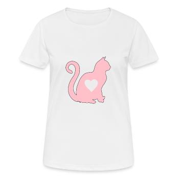Rosee Katze herz silhouette katzenlover black - Frauen T-Shirt atmungsaktiv - Weiß - Vorne - AI Model Female 172 dark (172cm)