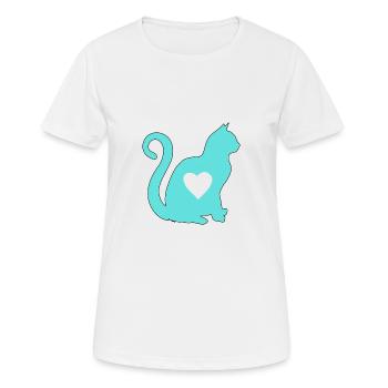 Türkis Katze herz silhouette katzenlover black - Frauen T-Shirt atmungsaktiv - Weiß - Vorne - AI Model Female 172 dark (172cm)