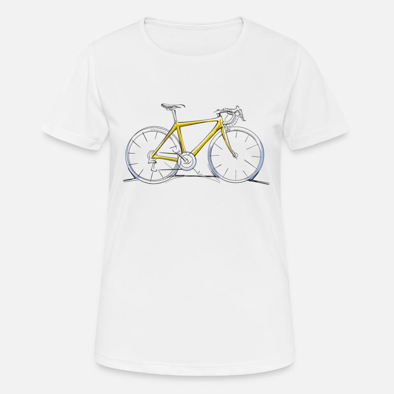 Croquis de conception de vélo de course jaune - T-shirt respirant Femme - blanc