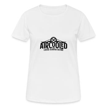 Aircooled Zwei Takt Blech Roller Scooter Wespe - Frauen T-Shirt atmungsaktiv - Weiß - Vorne - AI Model Female 172 dark (172cm)