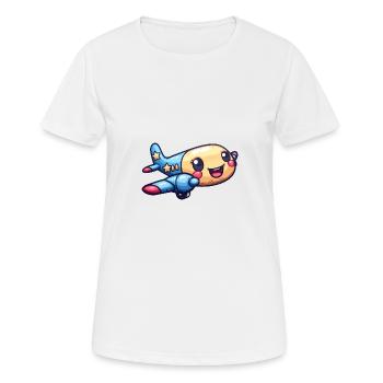Niedliches Flugzeug - Frauen T-Shirt atmungsaktiv - Weiß - Vorne - AI Model Female 172 dark (172cm)