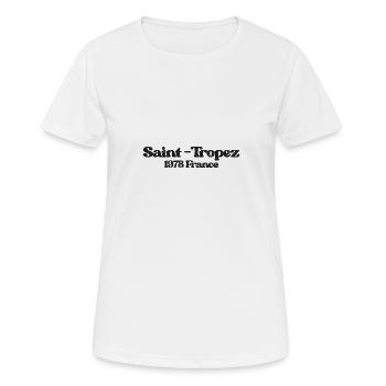 Saint Tropez - France - Côte d’Azur 1978 - T-shirt respirant Femme - blanc - Devant - AI Model Female 172 dark (172cm)