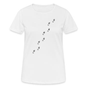 Imprimé chaussure, semelle de chaussure - à travers la chemise - T-shirt respirant Femme - blanc - Devant - AI Model Female 172 dark (172cm)