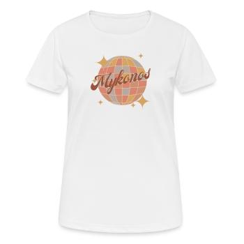 Mykonos Greece retro vintage Diskokugel - Frauen T-Shirt atmungsaktiv - Weiß - Vorne - AI Model Female 172 dark (172cm)