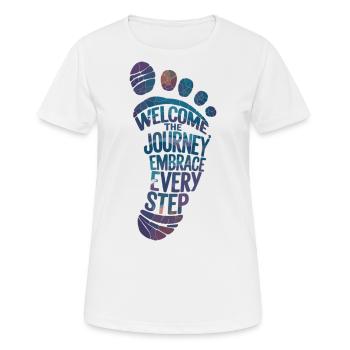 Abenteuerlust: Schritt für Schritt - Frauen T-Shirt atmungsaktiv - Weiß - Vorne - AI Model Female 172 dark (172cm)