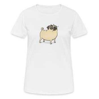 Pug funny embarrassed - Women's Breathable T-Shirt - white - Front - AI Model Female 172 dark (172cm)