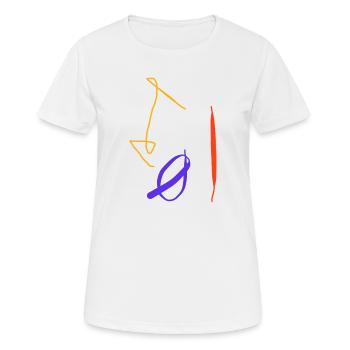 Abstraction sud-anérienne en jaune, rouge, bleu - T-shirt respirant Femme - blanc - Devant - AI Model Female 172 dark (172cm)