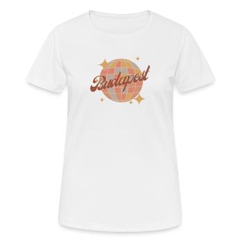Budapest Retro Vintage Design Diskokugel - Frauen T-Shirt atmungsaktiv - Weiß - Vorne - AI Model Female 172 dark (172cm)