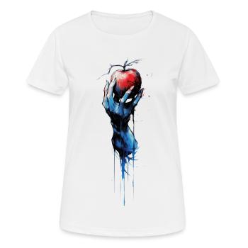 Scary hand and red apple - Women's Breathable T-Shirt - white - Front - AI Model Female 172 dark (172cm)