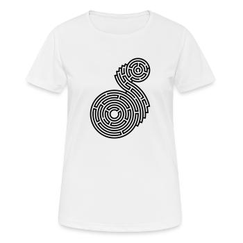 rundes zweiteiliges Labyrinth - Frauen T-Shirt atmungsaktiv - Weiß - Vorne - AI Model Female 172 dark (172cm)
