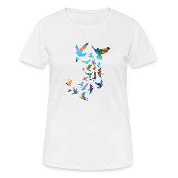 tauben,taube,vögel,vogelschwarm,bunt,graffiti, - Frauen T-Shirt atmungsaktiv - Weiß - Vorne - AI Model Female 172 dark (172cm)