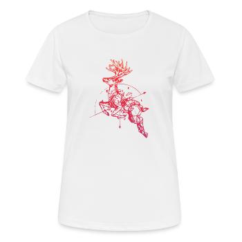Cerf avec boussole - T-shirt respirant Femme - blanc - Devant - AI Model Female 172 dark (172cm)