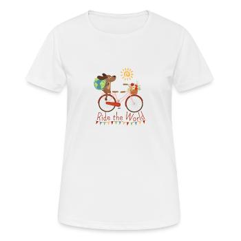 Ride The World with Dog I - T-shirt respirant Femme - blanc - Devant - AI Model Female 172 dark (172cm)