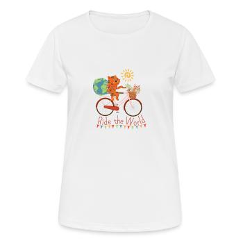 Ride The World with Cat - T-shirt respirant Femme - blanc - Devant - AI Model Female 172 dark (172cm)