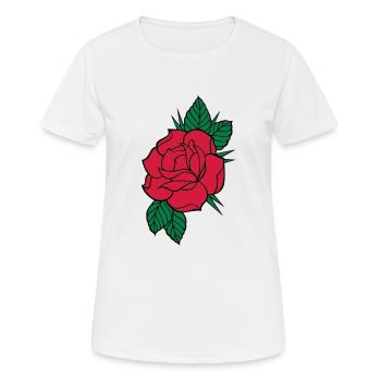 Rose - Dreifarbig - Frauen T-Shirt atmungsaktiv - Weiß - Vorne - AI Model Female 172 dark (172cm)
