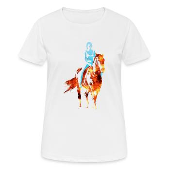 Femme sur un cheval en feu - T-shirt respirant Femme - blanc - Devant - AI Model Female 172 dark (172cm)