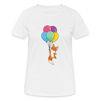 Little fox flies with many colorful balloons - Women's Breathable T-Shirt - white - Front - AI Model Female 172 dark (172cm)