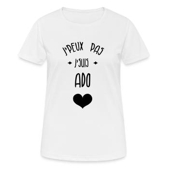 adolescent / enfant / ado / adolescente - T-shirt respirant Femme - blanc - Devant - AI Model Female 172 dark (172cm)