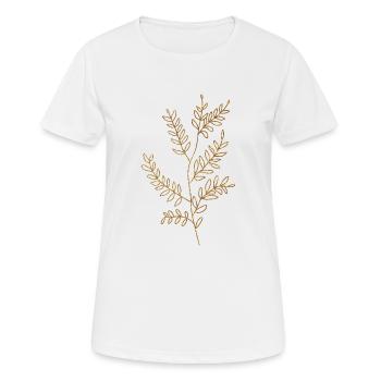 Gold Foliage Flora Line Art - Frauen T-Shirt atmungsaktiv - Weiß - Vorne - AI Model Female 172 dark (172cm)