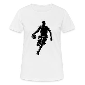 Dribble de basketball sportif - T-shirt respirant Femme - blanc - Devant - AI Model Female 172 dark (172cm)