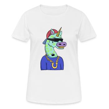 Gangster Einhorn Unicorn - Frauen T-Shirt atmungsaktiv - Weiß - Vorne - AI Model Female 172 dark (172cm)