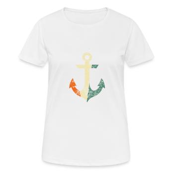 Anker - Frauen T-Shirt atmungsaktiv - Weiß - Vorne - AI Model Female 172 dark (172cm)