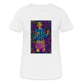 FußballMulticolor - Frauen T-Shirt atmungsaktiv - Weiß - Vorne - AI Model Female 172 dark (172cm)