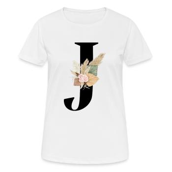 lettre J fleuris - T-shirt respirant Femme - blanc - Devant - AI Model Female 172 dark (172cm)