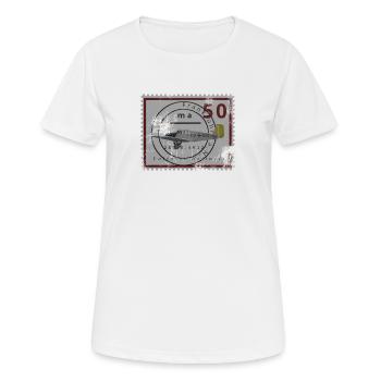 Historische Briefmarke der Luftfahrt, phantasie - Frauen T-Shirt atmungsaktiv - Weiß - Vorne - AI Model Female 172 dark (172cm)