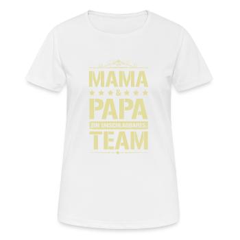 mama und papa team - Frauen T-Shirt atmungsaktiv - Weiß - Vorne - AI Model Female 172 dark (172cm)