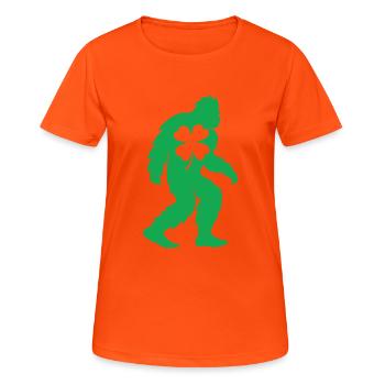 Bigfoot Shamrock Gold Funny St Patrick’s - T-shirt respirant Femme - orange néon - Devant - AI Model Female 172 dark (172cm)