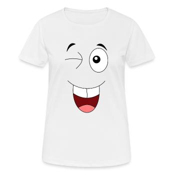 Clin d’œil au visage - T-shirt respirant Femme - blanc - Devant - AI Model Female 172 dark (172cm)