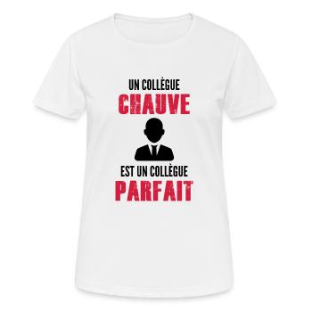 collègue chauve / collègue parfait - T-shirt respirant Femme - blanc - Devant - AI Model Female 172 dark (172cm)