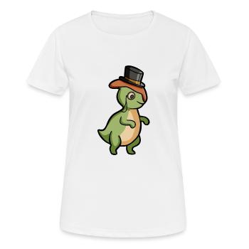 Mignon Parasaurolophus, Gentleman, Dino avec chapeau - T-shirt respirant Femme - blanc - Devant - AI Model Female 172 dark (172cm)