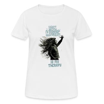 Rock Musik ist meine Therapie - Frauen T-Shirt atmungsaktiv - Weiß - Vorne - AI Model Female 172 dark (172cm)