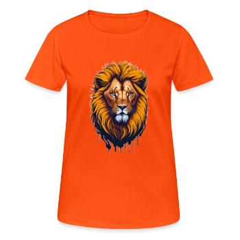 Lion I Big Cat of the African Savannah I Gift - Women's Breathable T-Shirt - neon orange - Front - AI Model Female 172 dark (172cm)