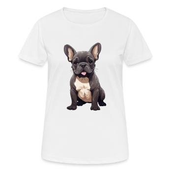 Illustration anglais/français Bulldog - T-shirt respirant Femme - blanc - Devant - AI Model Female 172 dark (172cm)