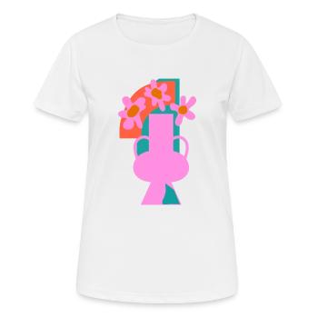 Collage de fleurs en pot - T-shirt respirant Femme - blanc - Devant - AI Model Female 172 dark (172cm)