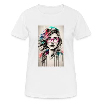Lunettes roses fille - T-shirt respirant Femme - blanc - Devant - AI Model Female 172 dark (172cm)